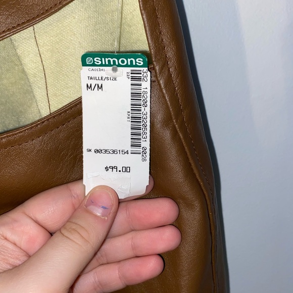 Brown Faux Leather Pants with Cut outs from Bailey Rose - Picture 4 of 4